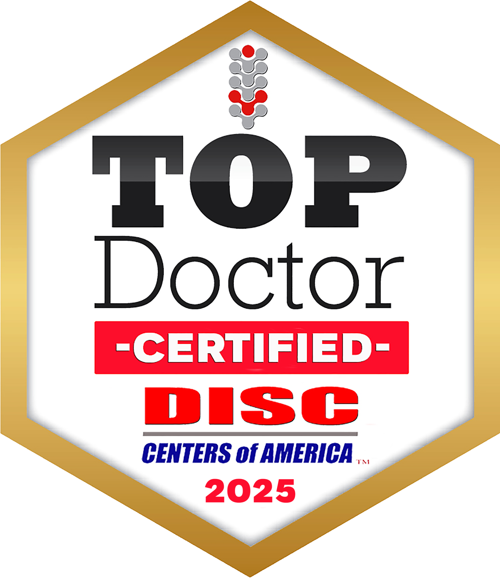 DCOA Top Doctor Certified 2025 — Disc Centers of America