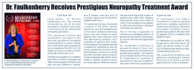 Dr. Faulkenberry Receives 2026 Neuropathy Treatment Award