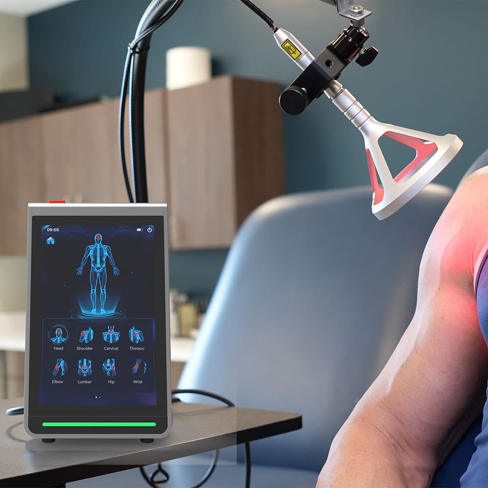 MedRay Class IV laser treating a patient's shoulder