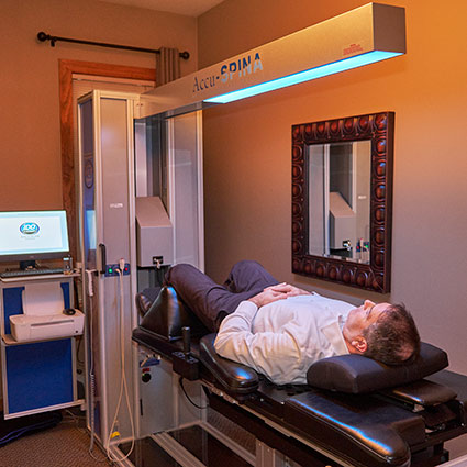 AccuSpina spinal decompression machine at Faulkenberry Chiropractic in Little Rock, AR