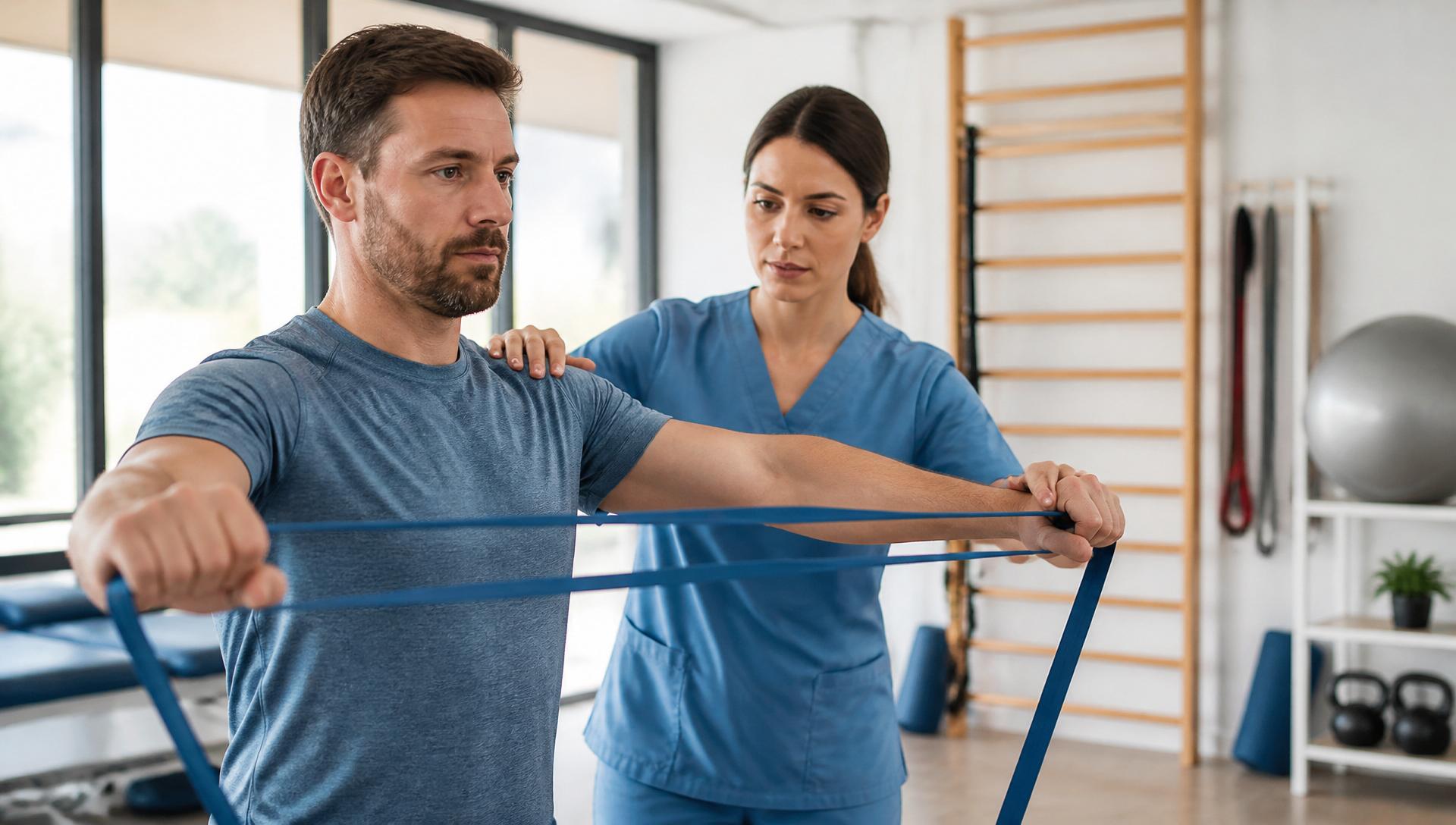Patient performing rehab exercises for long-term recovery